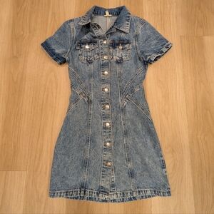 Anthropologie Pilcro Denim Structured Button Front Mini Dress Size 2